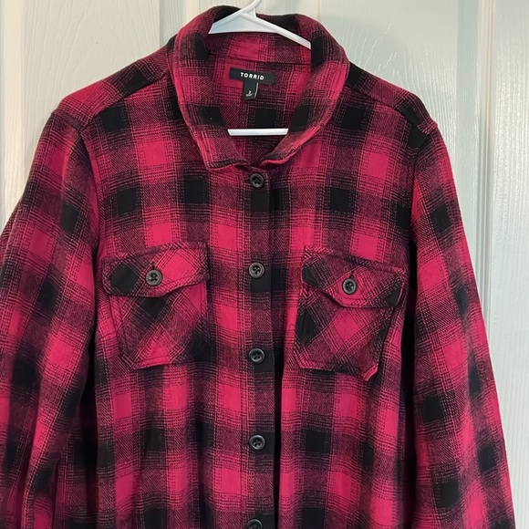 Torrid Tunic Length Flannel Jacket - Picture 2 of 2